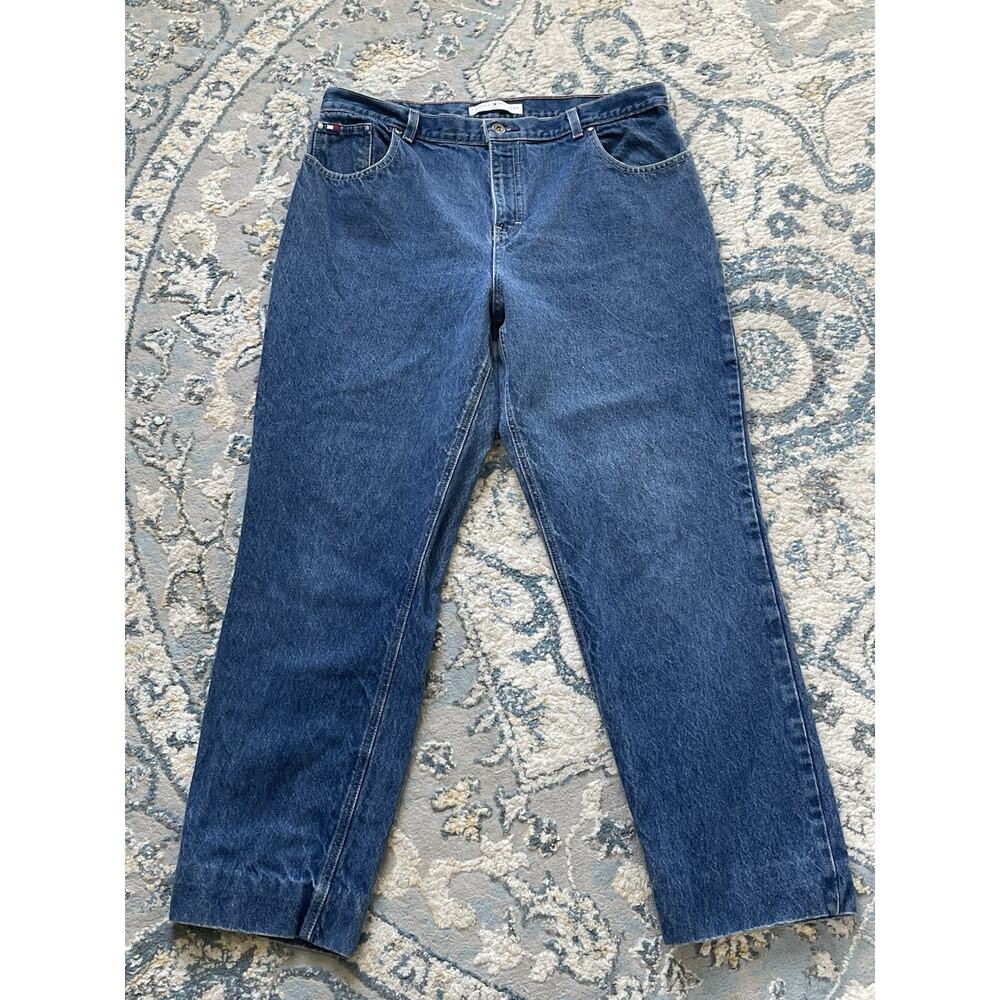 Vintage Tommy Hilfiger Mom Jeans Sz 16 High Rise Tapered Leg Hemmed Y2K Denim